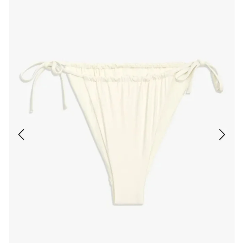 WeWoreWhat Ruched Underwire Bikini Top Side Tie High Leg Bottom Pearl White
